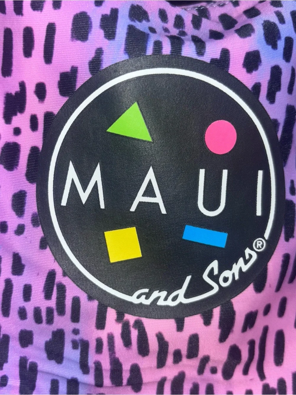 Maui & Sons Purple Black Animal Leopard Print 2 Piece Swim Suit Set L (10/12)